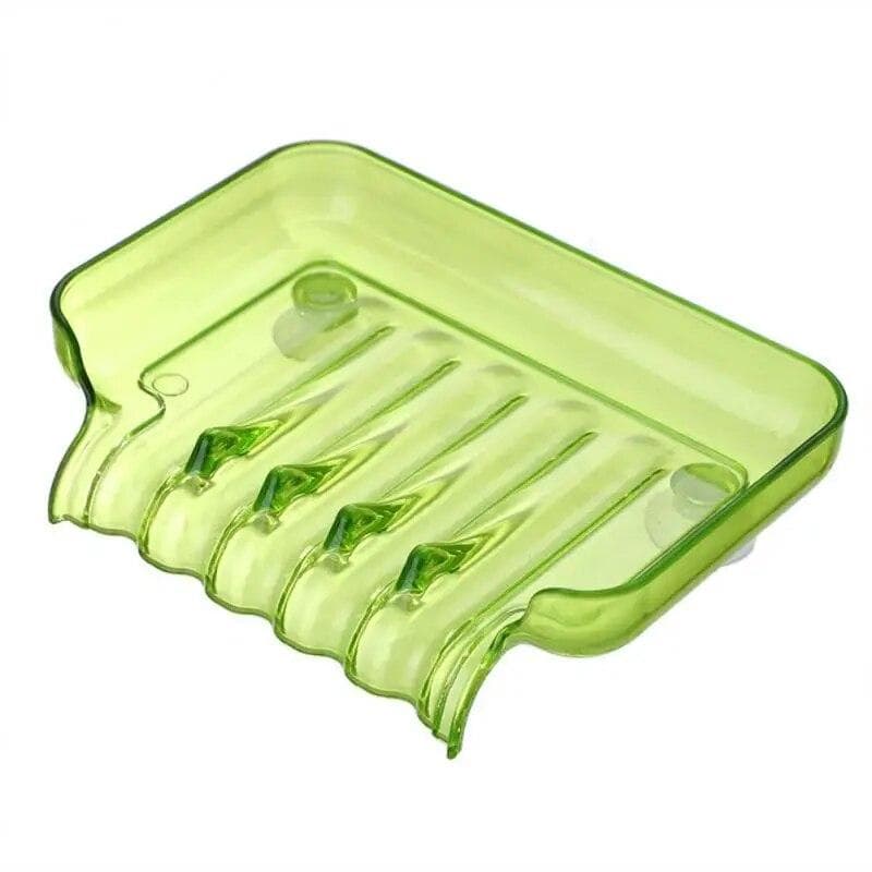 Creative Waterfall Soap Holder Non-Slip Soap Dish Suction Cup Drain Soap Shower Soap Container Plastic Soap Tray For Bathroom green