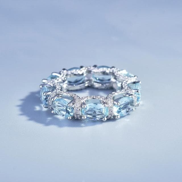 Real 925 Sterling Silver Blue Topaz Ring Cn (Origin )Silver 925 Jewelry Wedding Bands Sapphire Anel Gemstone Engagement Ring Box 7 blue