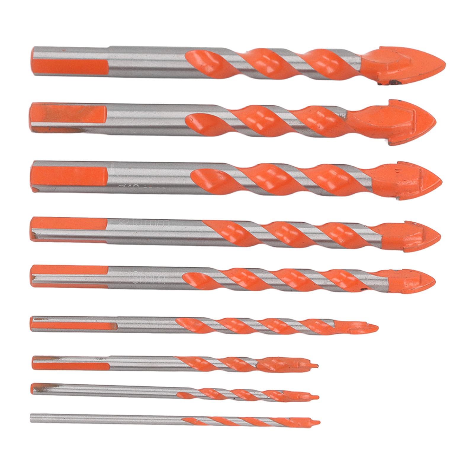 9Pcs Masonry Drill Bits Set Cemented Carbide Industrial Strength Carbide Tip for Wood Ceramic Tile