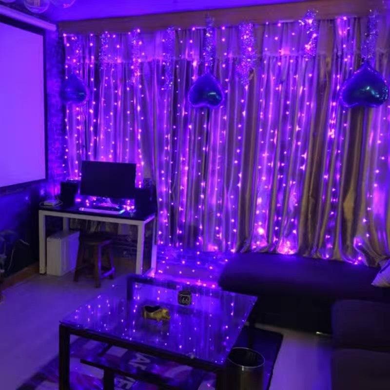 Curtain LED String Lights Garland Festival Christmas Decoration USB Remote Control Holiday Wedding Fairy Lights for Bedroom Home 3M(W)x1M(H) 100 LEDS purple
