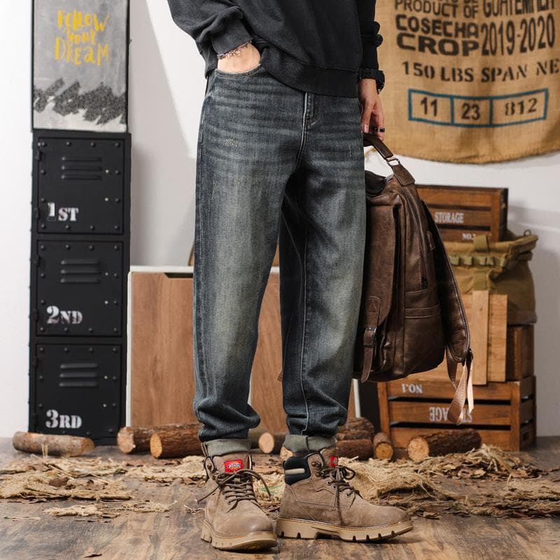 Harem Jeans Men's Autumn Cotton Straight Harem Jeans Men's Autumn Jeans Men's Autumn Winter 38 blue