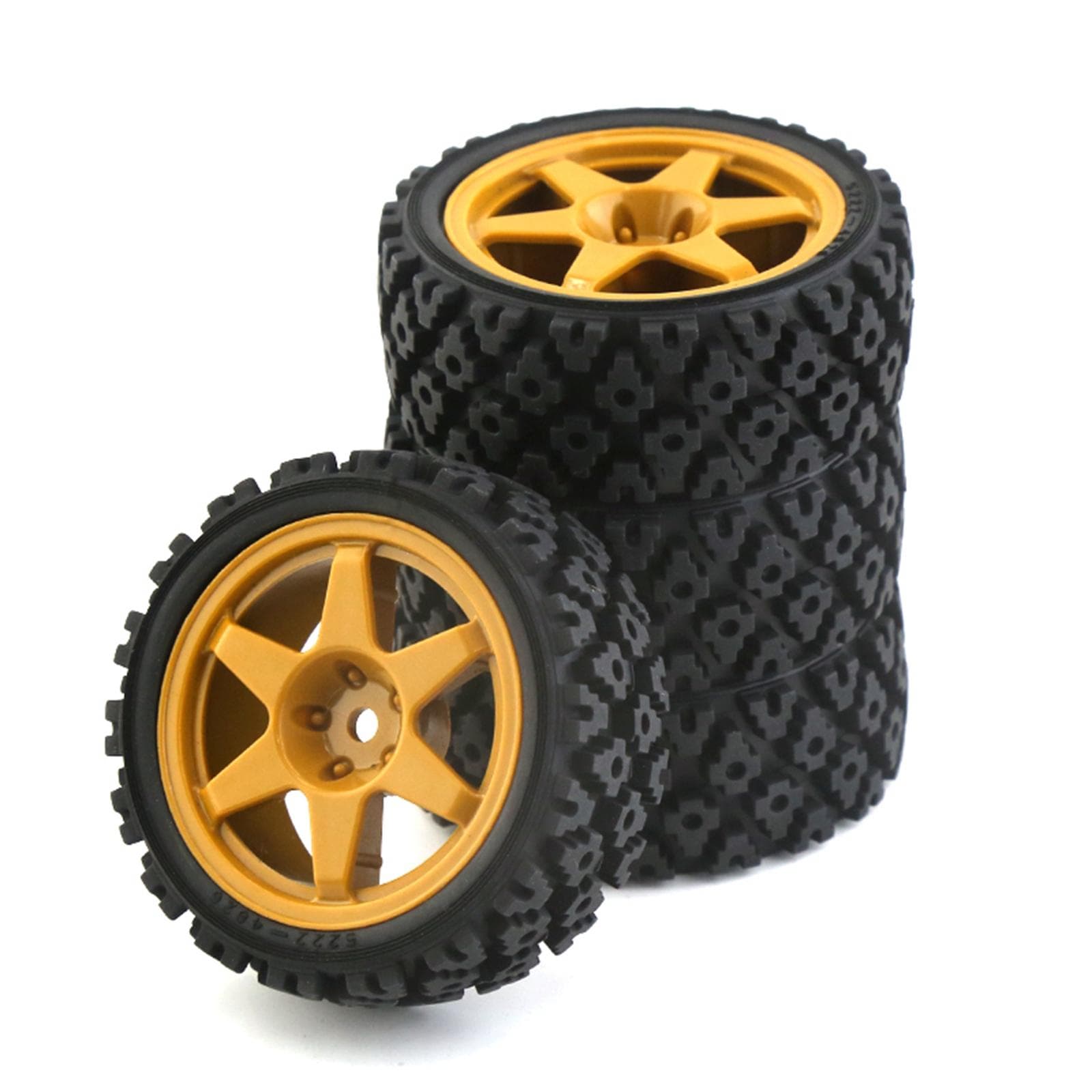 Remote Control Off-Road Car Tires 71*26mm 4pcs Replacement for TAMIYA TT02 XV01 HSP 94123 HPI yellow