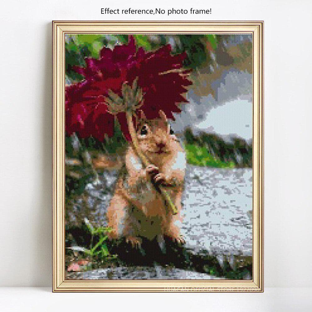 Diamond Painting Squirrel Full Round Diamond Mosaic Animal Diamond Embroidery Cross Stitch 20X30CM