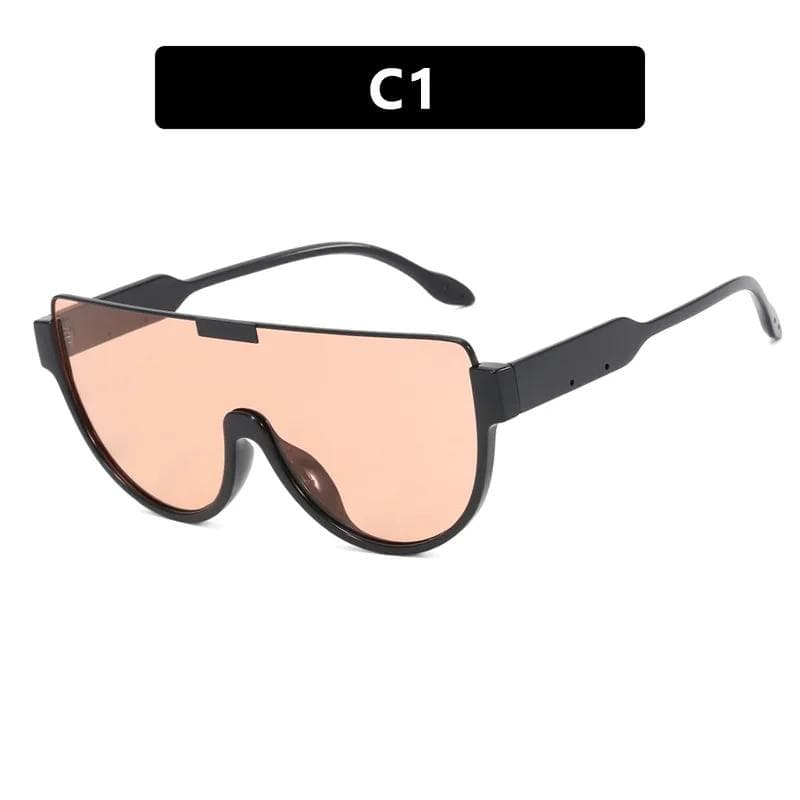 Vintage Semi-round Sunglasses Women Fashion Oversized Half Frame UV400 Eyewear Trendy Outdoor Shades As Picture