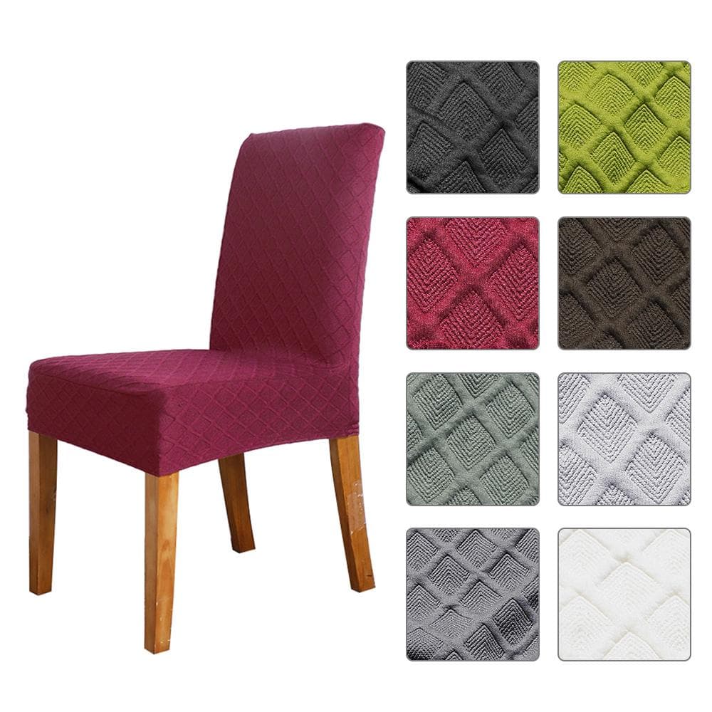 1pcs Stretch Solid Diamond Lattice Dining Chair Cover Slipcover Removable Wine red