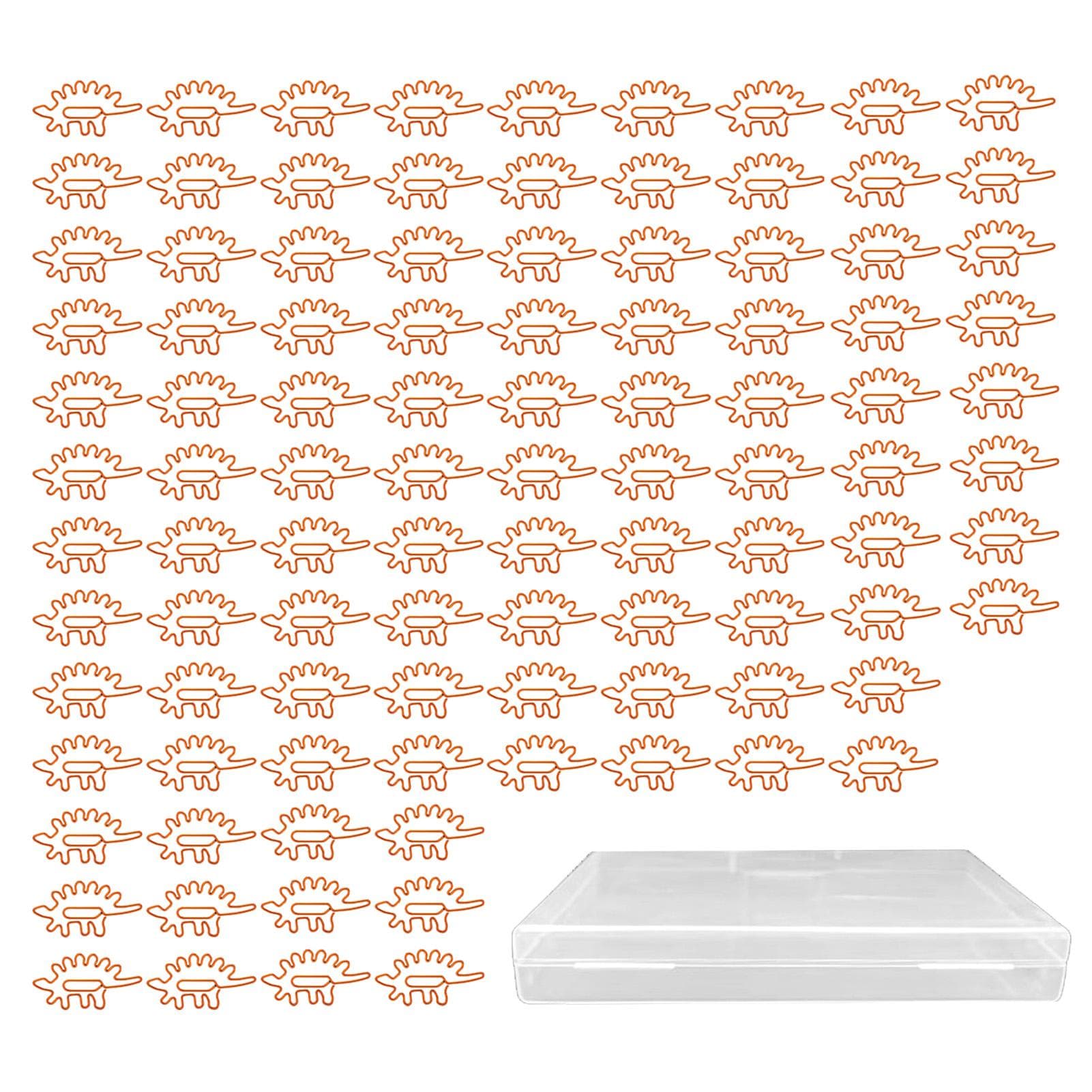 100pcs Paper Clips Portable Mini Cute Dinosaur Shape Electroplated Metal Paperclips for Office File