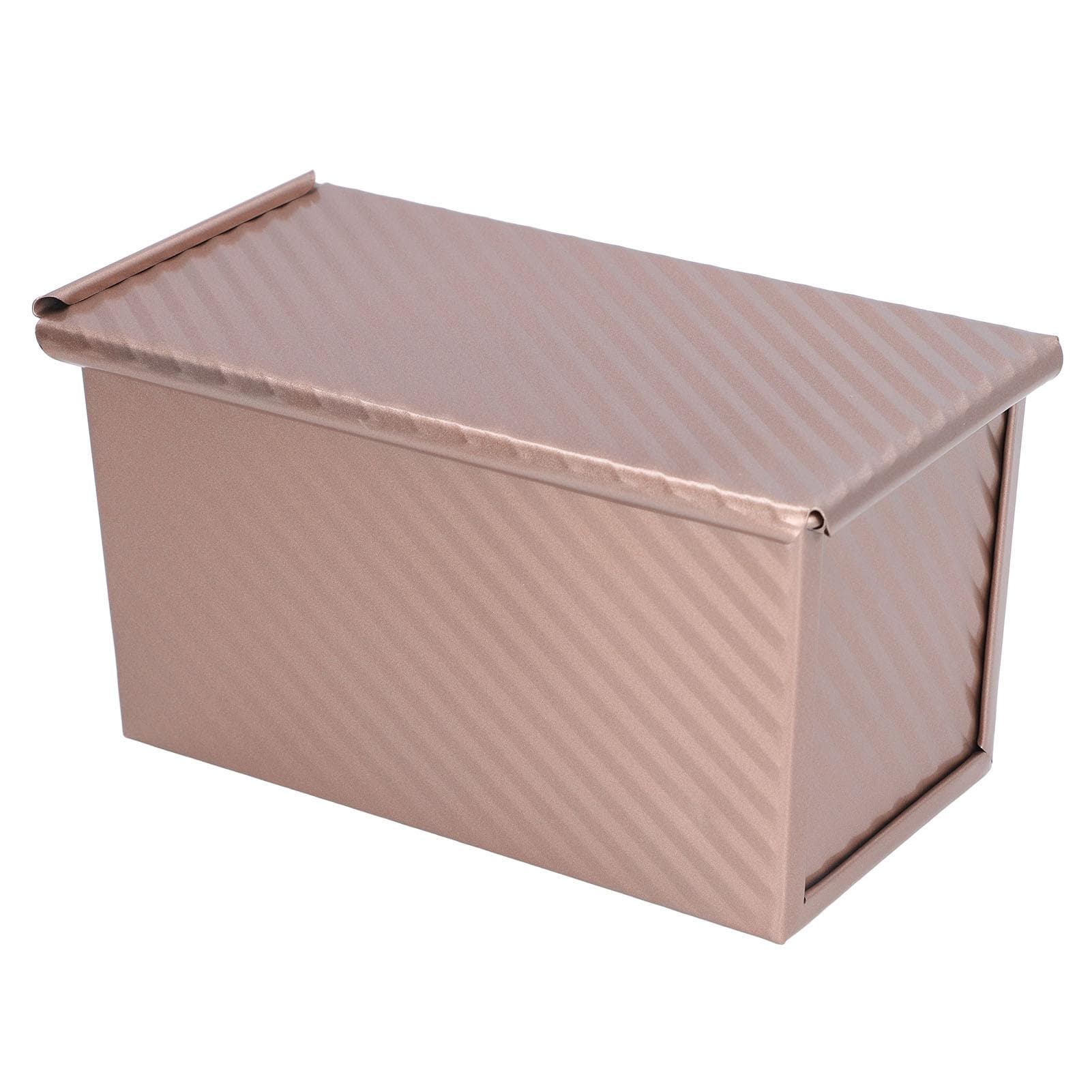 Carbon Steel Baking Loaf Pan Prevent Stick Easy Demoulding Bread Toast Mould with Lid for L(for 6.5-9kg) gold