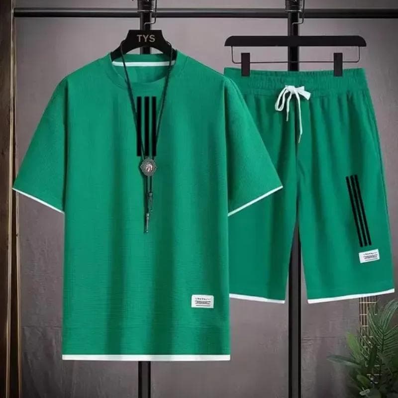 Adida New Man Tracksuits 2 Piece Short Sleeve Suits Printing T-shirt +sweatpants Sets Sutdent Casual Summer Sport Clothes XXXL
