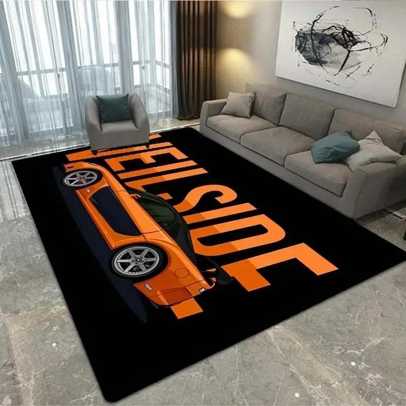 3D Printing Retro Racing Pattern Art Carpet Bedroom Living Room Cool Old Car Floor Mat Home Decoration Non-slip Floor Mat Carpet 80x120cm