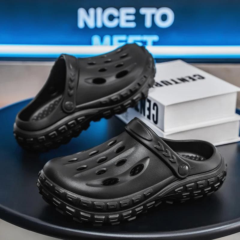 Lucyever Non Slip Platform Clogs Sandals Women Summer Breathable Thick Sole Slippers Woman Closed Toe Outdoor Sandalias Mujer 45 40-41 black