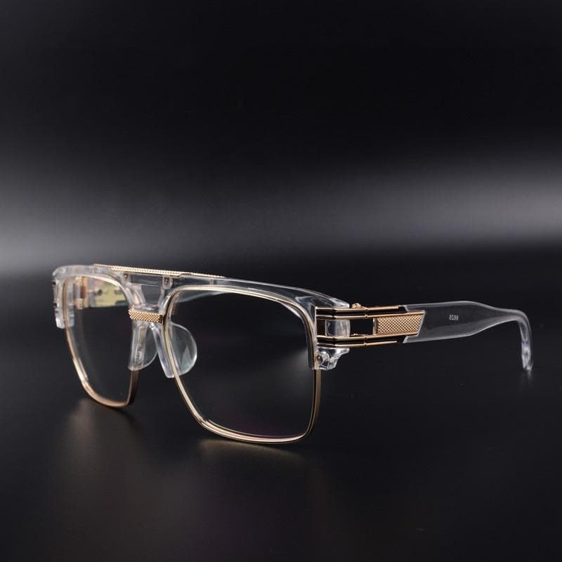 Classic Luxury Men Sunglasses Glamour Sun Glasses for Women Mirrored Retro Vintage Square Designer Shades transparent