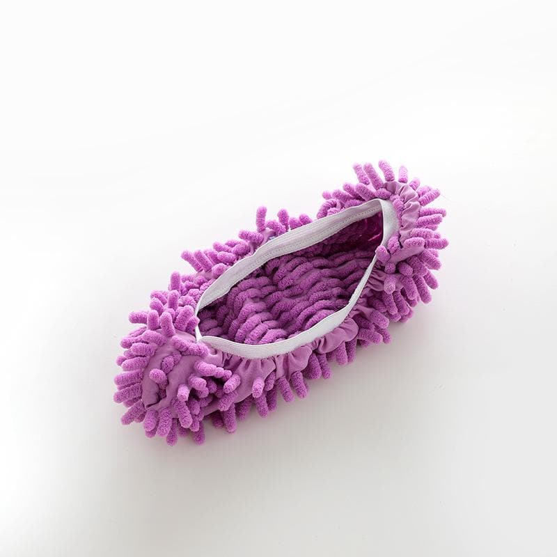 Microfiber Mop Slippers Shoes Cover Soft Washable Reusable Floor Polishing Dust Dirt Hair Men Women Sweeper Cleaning Mop Tool 2PCS purple