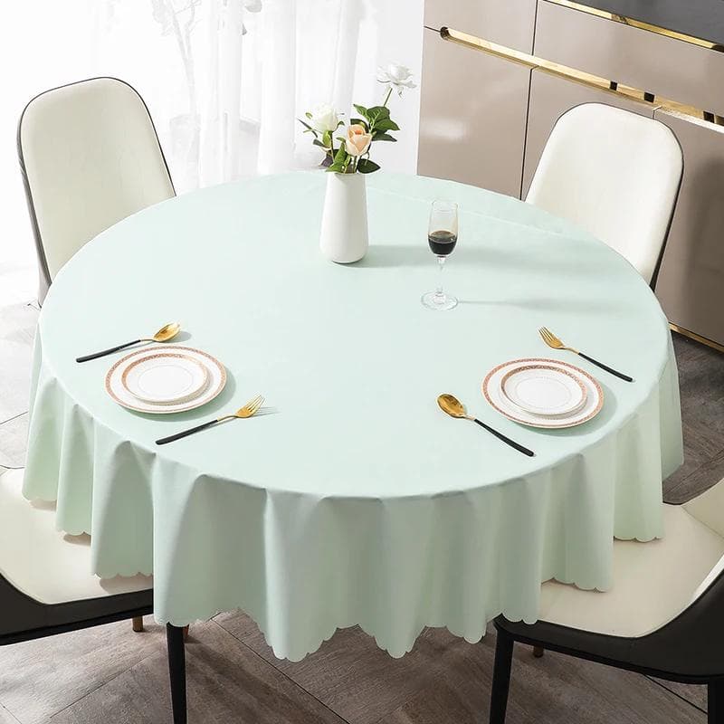 Simple Business Style Solid Color Round Tablecloth Thick Multicolor Table cover Waterproof Oil Resistant Washable Table Case 180cm round 1pcs