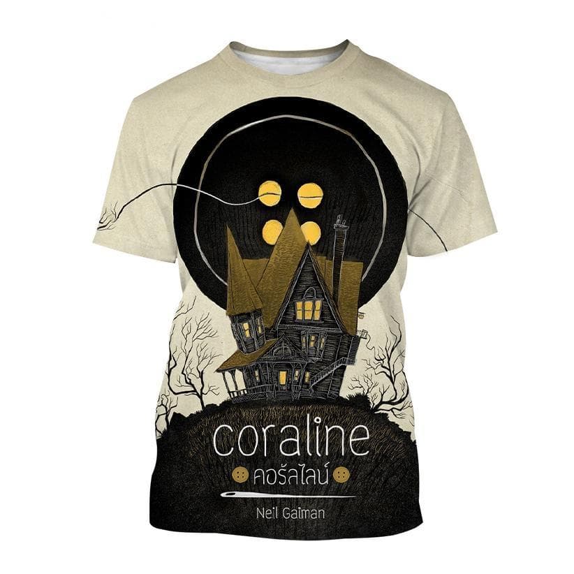 New Summer Coraline 3D Print T-Shirt Men Women Horror Anime Movie Short Sleeve Tshirts Oversized Harajuku Tees Top Kid Clothing 5XL