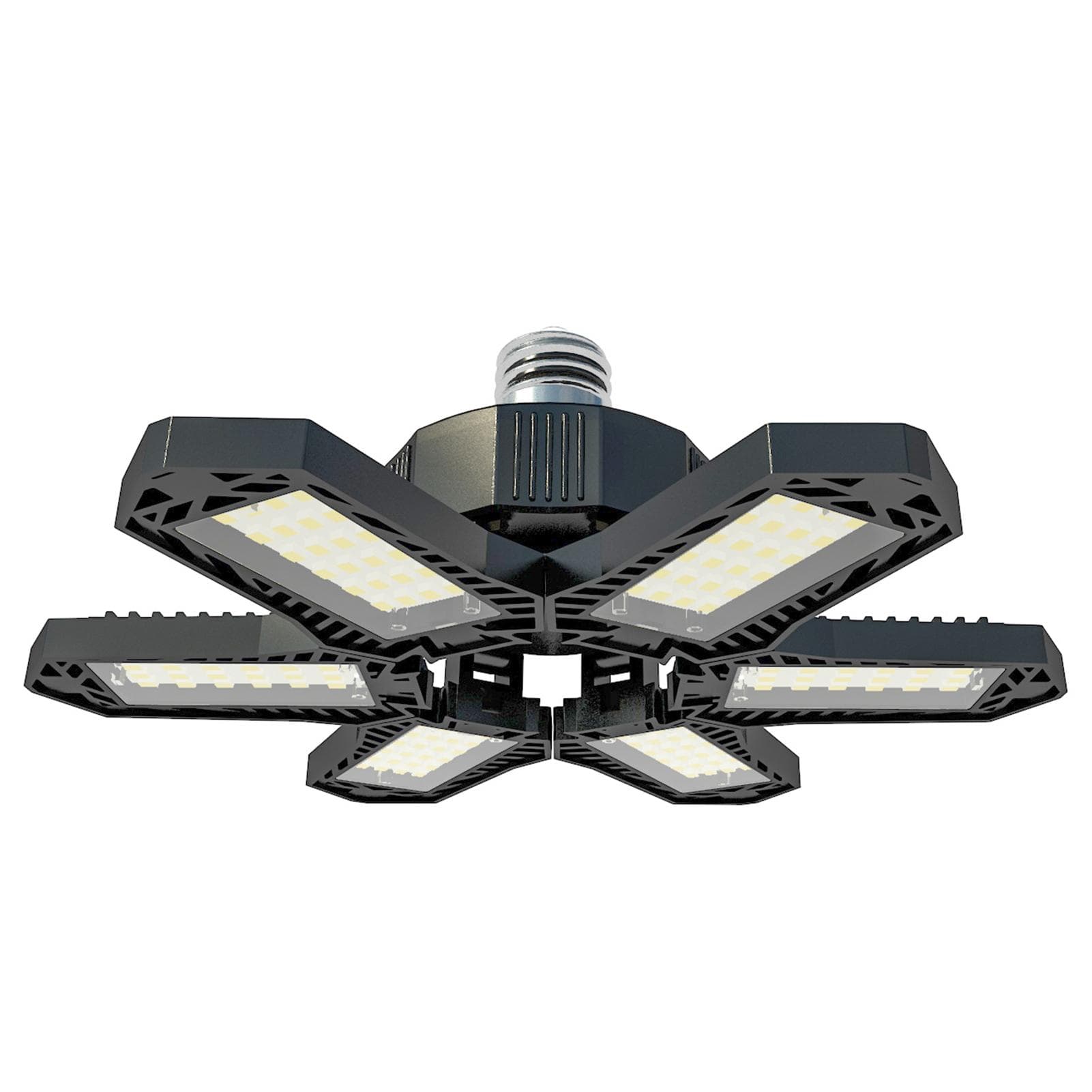 LED Garage Lights-Mini Ceiling Lights with 6 Adjustable Panels Deformable Fan Lamp Celling 100-265V 1pc 6 panel black