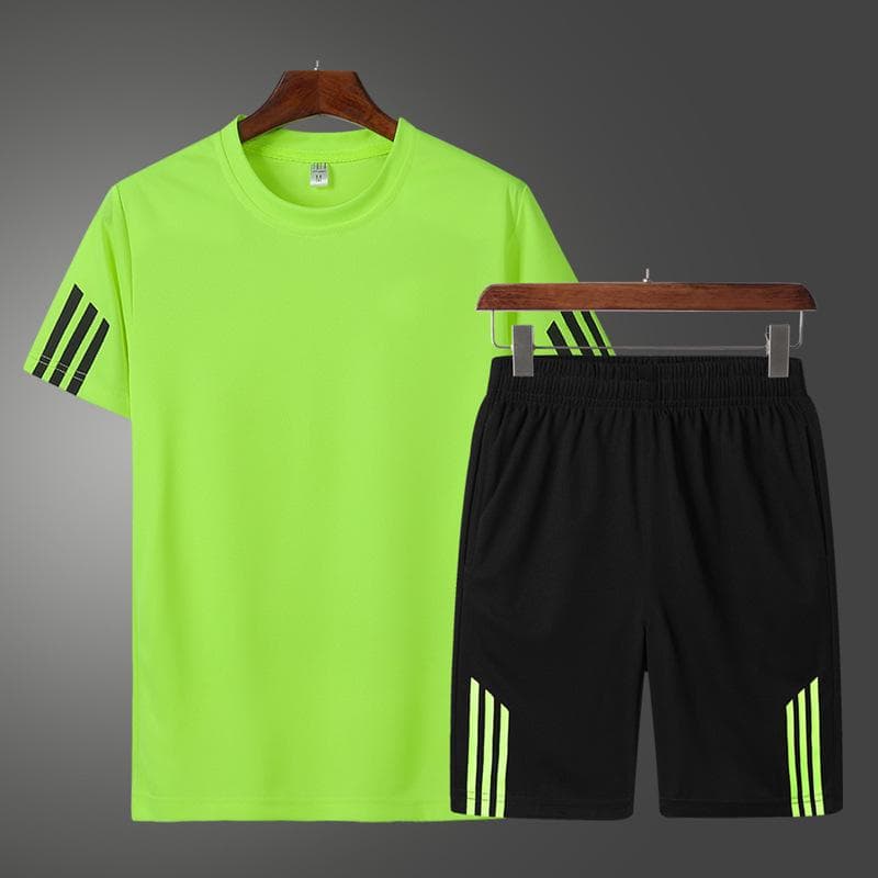 Mesh Suit Men 'S Sports Leisure Running Fitness Two -Piece Set XXL fluorescent green