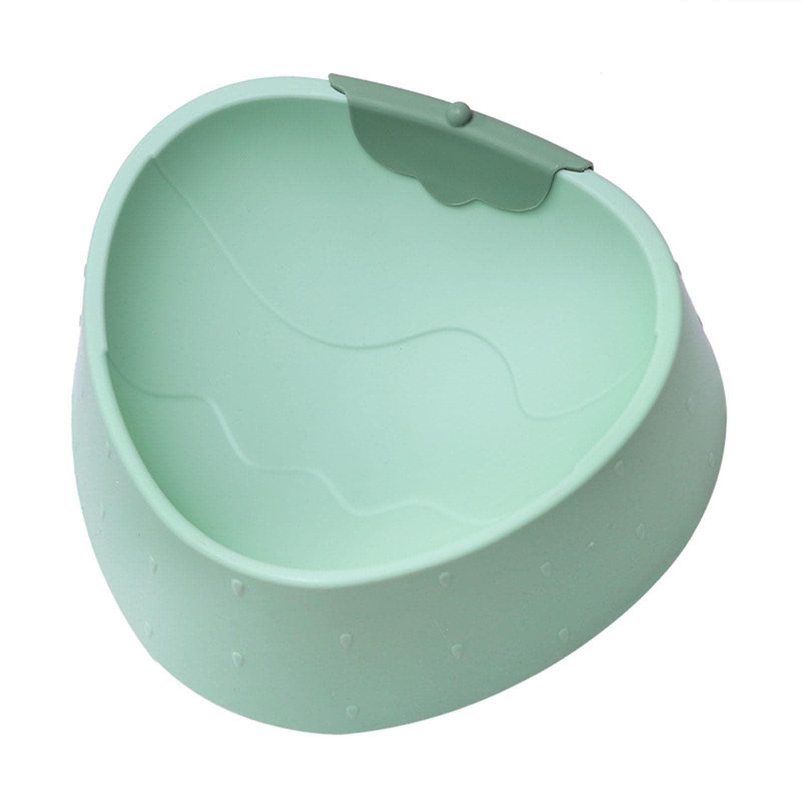 Pet Neck Protection Bowl Cartoon Strawberry Anti Spill Edge Non Slip Elevated Cat Food Bowl Green green