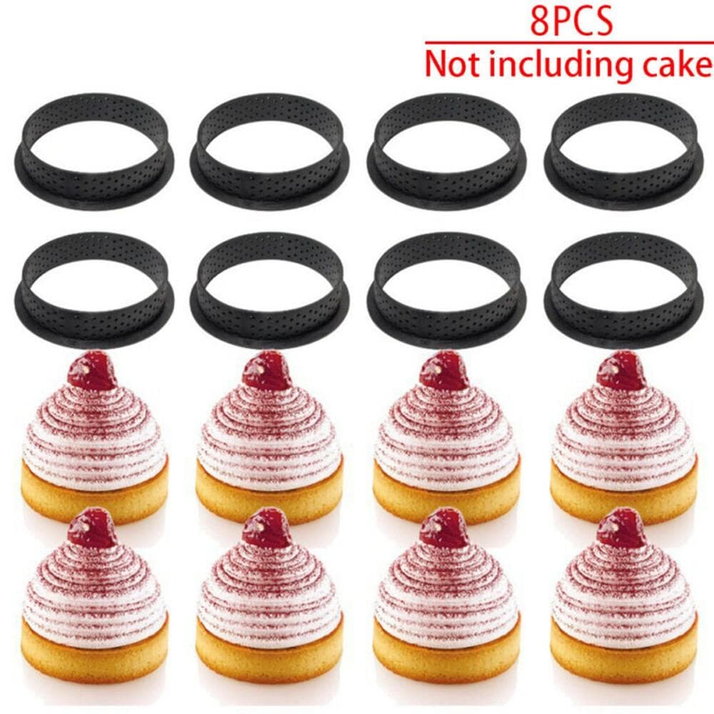 8PCS Round-Shape Cake Mold Perforated Cutter Mousse Circle Ring Tart Decorating
