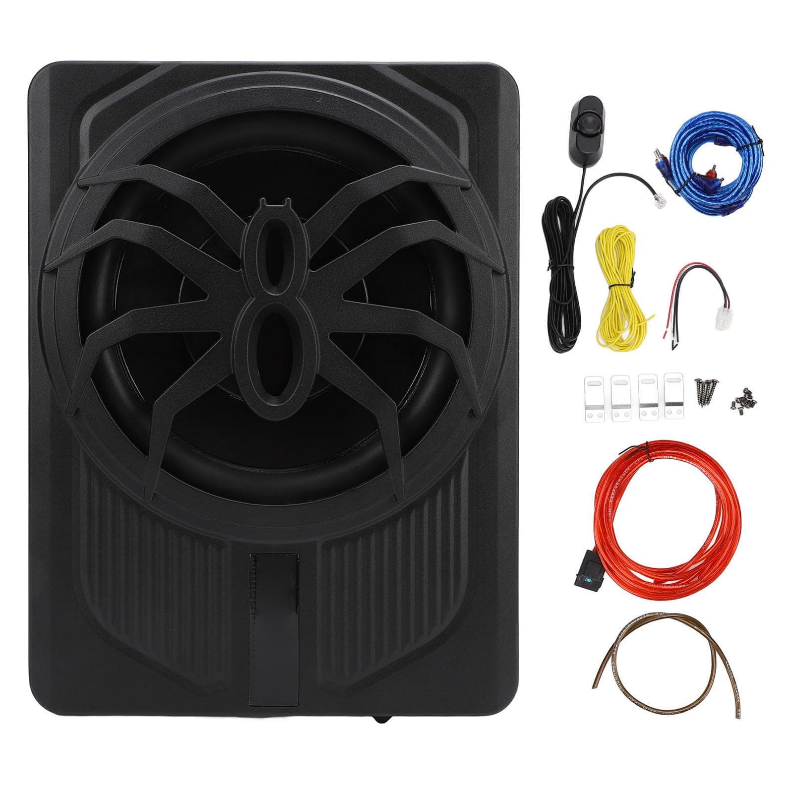 Slim Underseat Powered Car Subwoofer 10in 800W with LED Atmosphere Light Excellent Heat Dissipation Blue