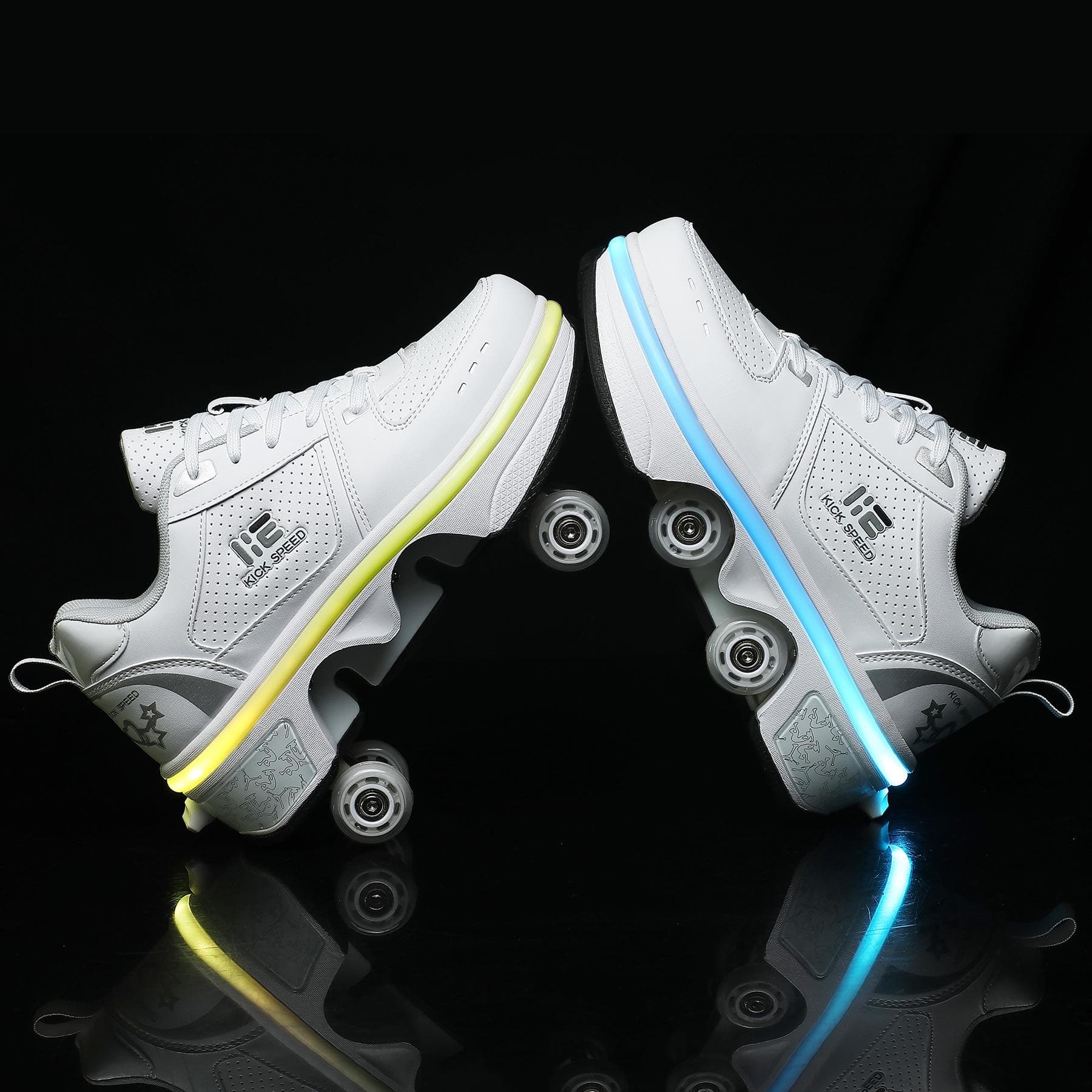 Four-wheel Dual-purpose Runaway Shoes Can Go and Slip Dual-purpose Dual-row Seven-color Atmosphere Breathing Light Roller Roller Roller Skates 33
