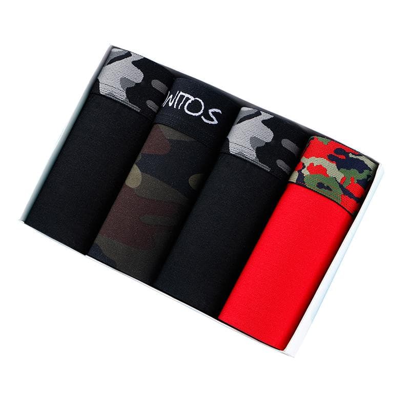 BONITOS 4Pcs Sexy Print Men Panties Camouflage Boxers For Men Cotton Men's Underpants L