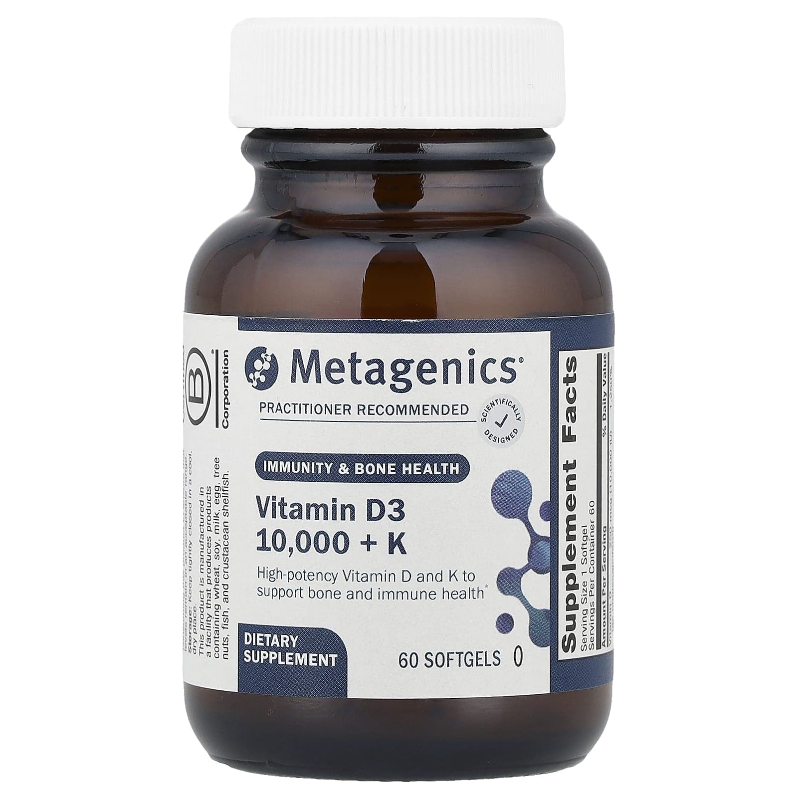 Metagenics, Vitamin D3 10,000 + K, 60 softgels