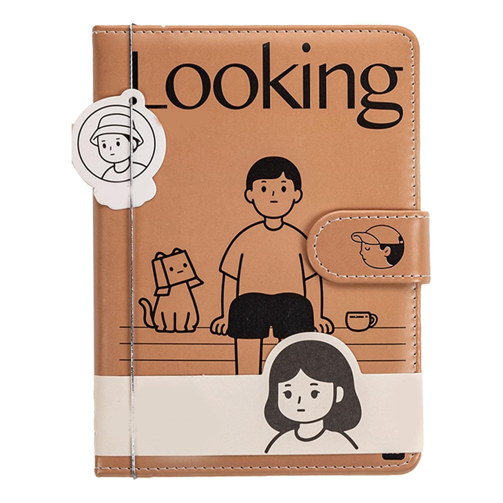 Magnetic Buckle Notebook Cartoon Scrapbook Diary With PU Leather Cover for Womenand Girls A5 Size brown