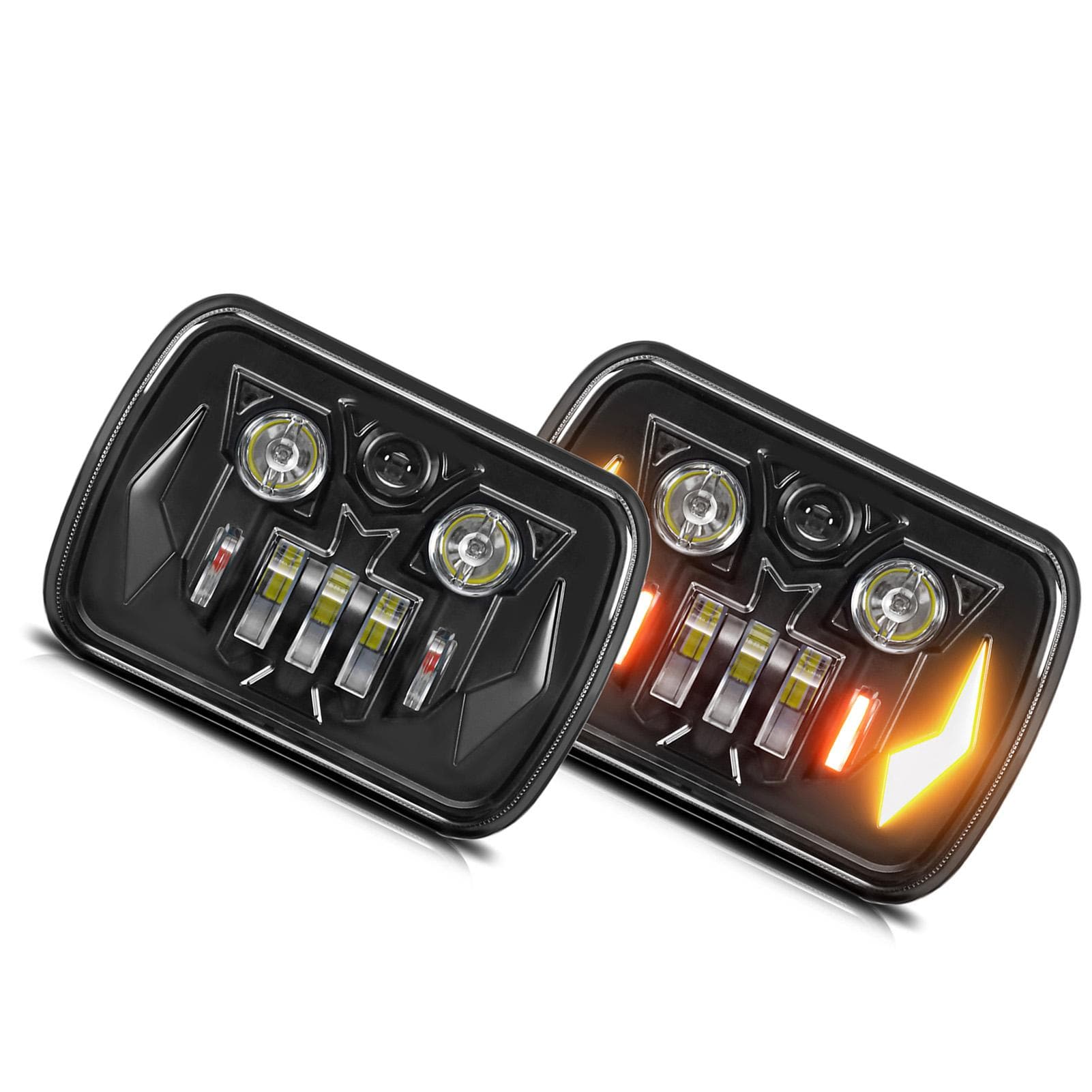 2 PCS 5x7'' LED Headlights, 7x6'' Rectangular Headlamps with High Low Beam DRL Turn Signal