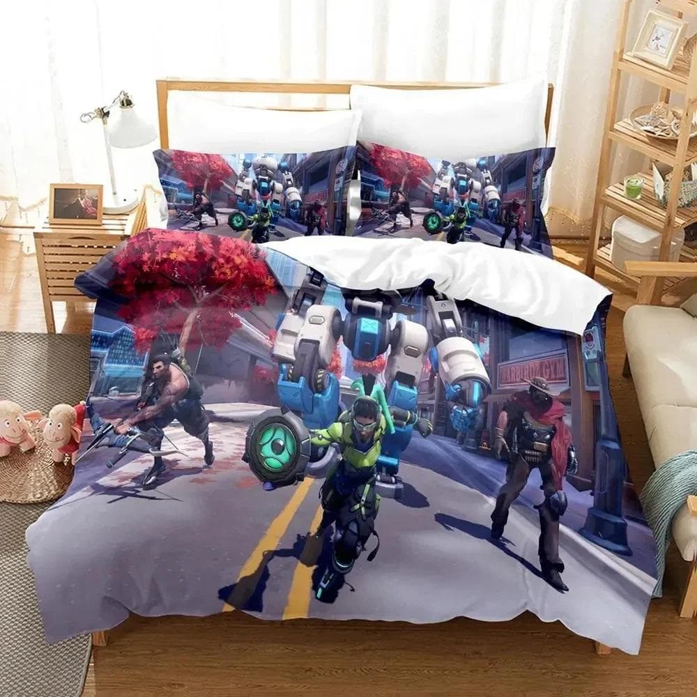 Game Overwatchs Bedding Set Boys Girls Twin Queen Size Duvet Cover Pillowcase Bed Kids Adult Fashion Home Textile Customizable US King 264x228cm