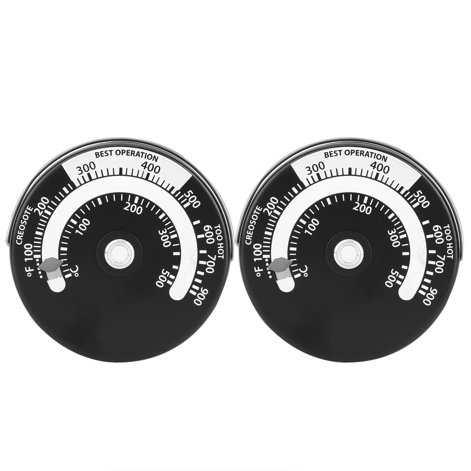 2Pcs Magnetic Thermometer Fireplace Oven Temperature Meter Kitchen Temperature Gauge