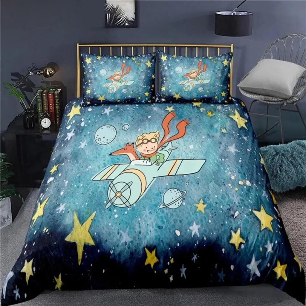 Anime Little Prince Le Petit Prince Bedding Set Boys Girls Twin Queen Size Duvet Cover Pillowcase Bed Kids Adult AU Queen 210x210cm