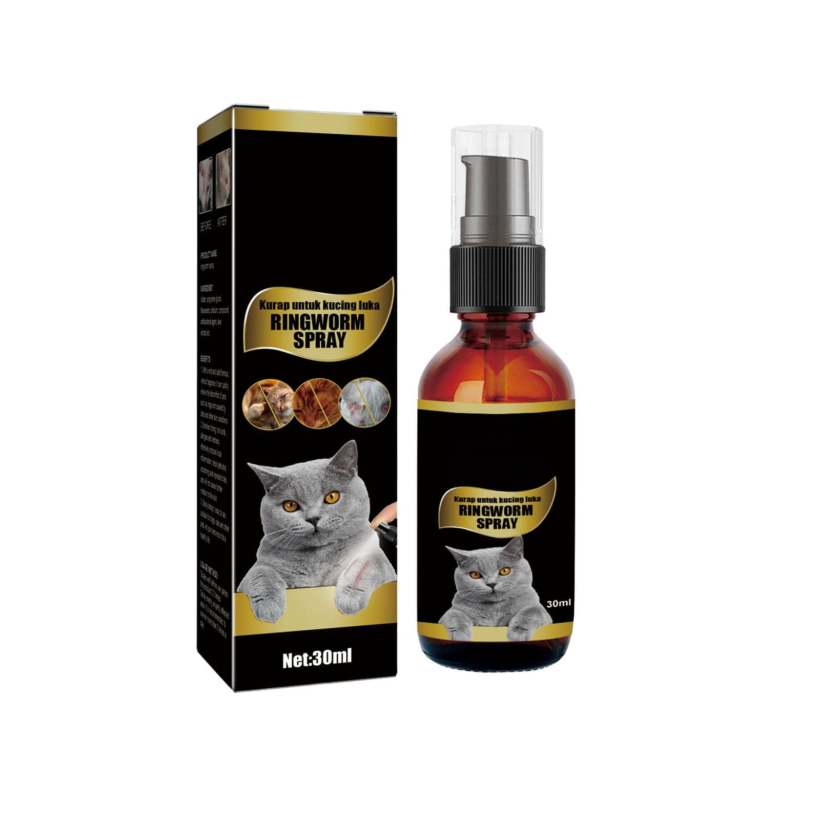 30ml Pet Skin Care Spray, Cat Ringworm Treating Dermatitis Eczema Remove Cat Itching Relief Spray One Size
