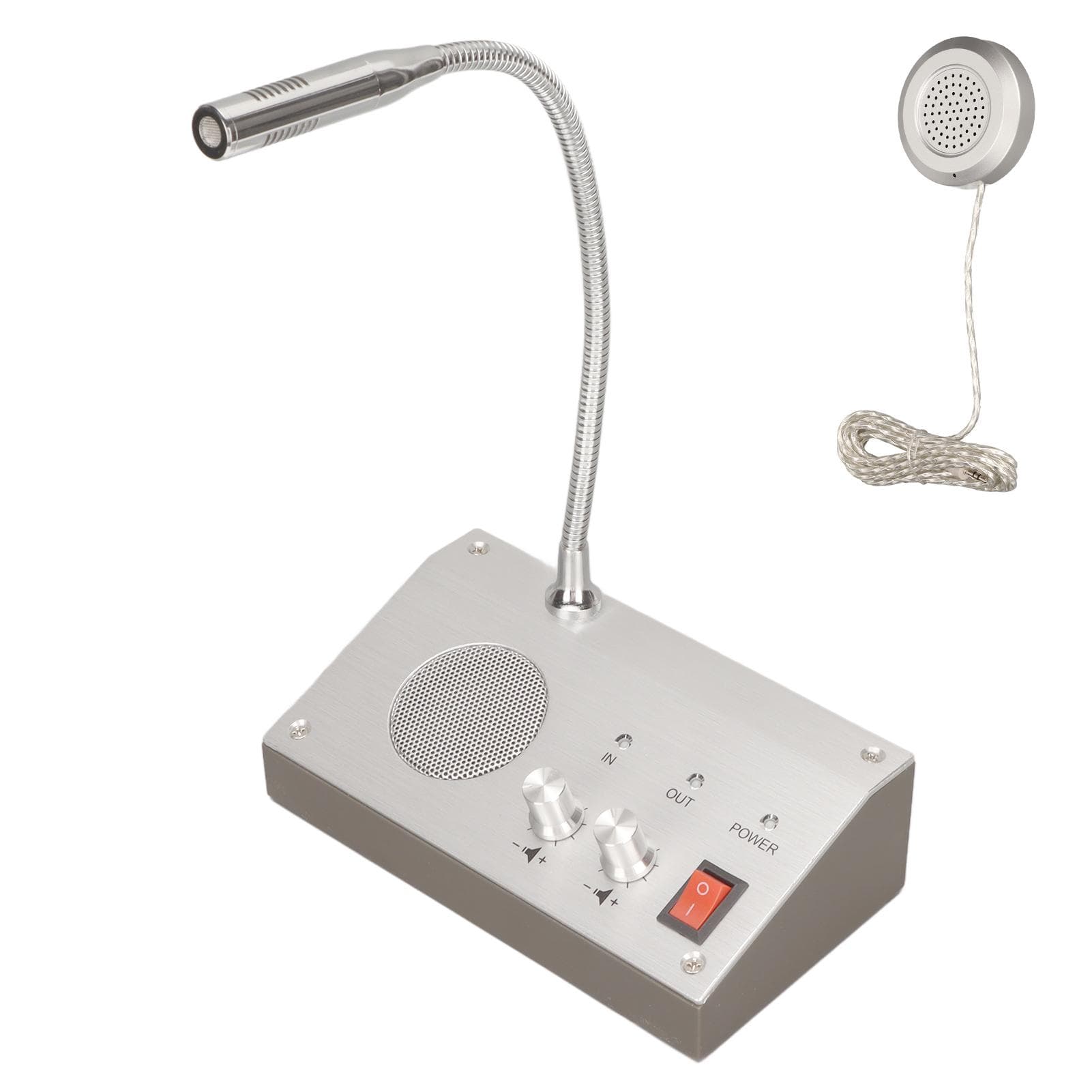 Window Speaker System Silver Dual Way Automatic Control Pure Sound Intercom System for Bank US Plug