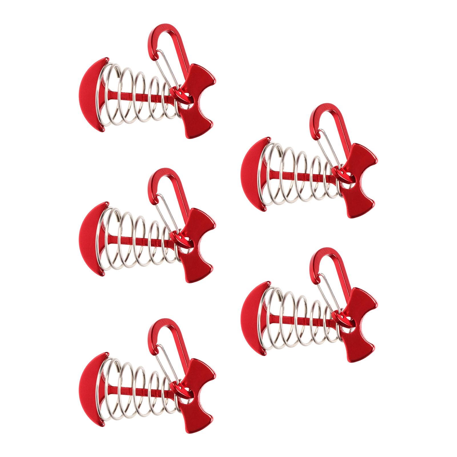 5 PCS Fishbone Deck Anchor Pegs Tent Awning Spring Hook Adjustable Wind Rope Fixing Buckle Deck