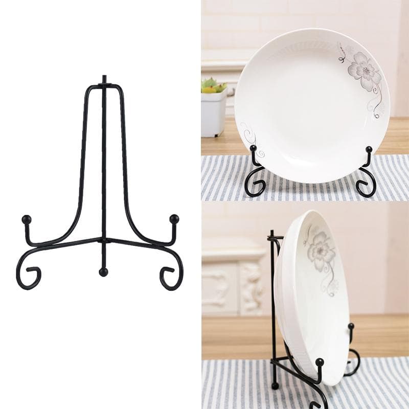 Iron Display Stand Metal Easel Stand for Picture Frame Decorative Plate Book Photo Anti-Slip Display Dish Rack Shelf Home Decor black