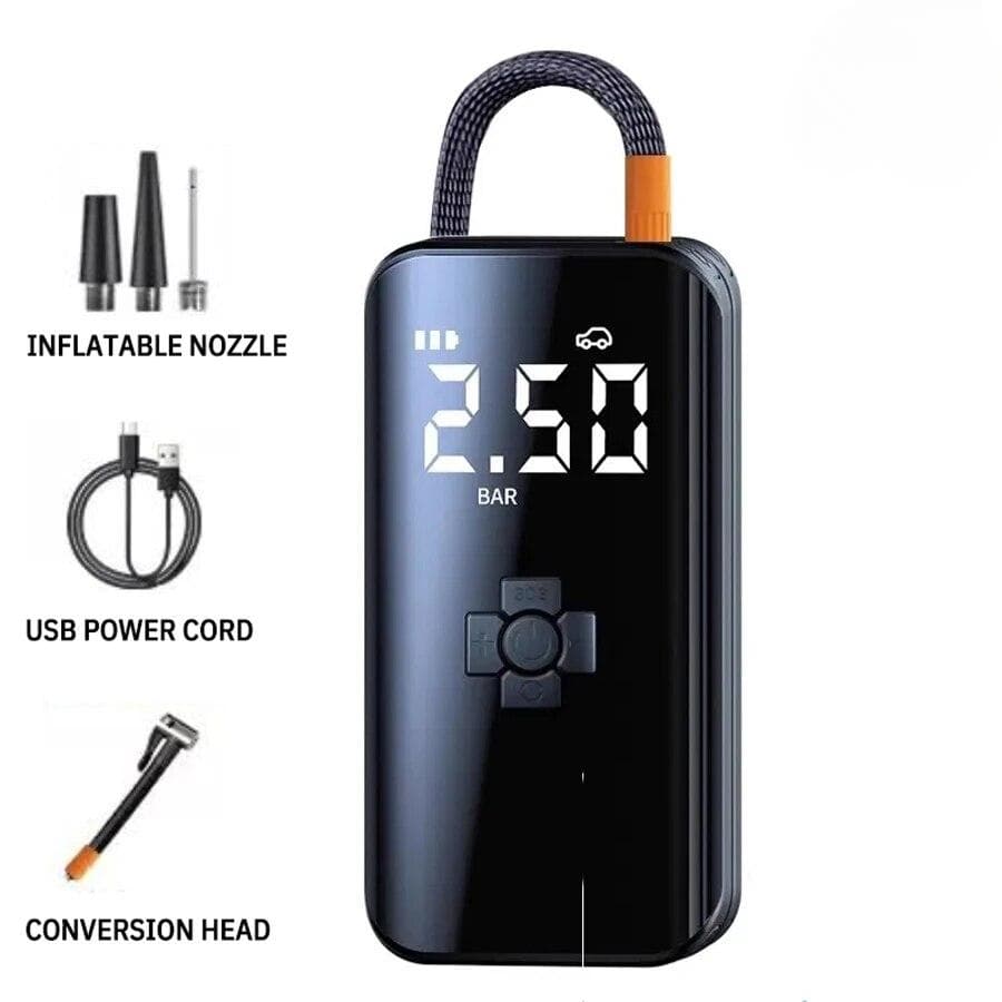 New Wireless 150PSI Car Air Pump Portable Car Tire Inflator Electric Car High Power Pressure Pump Twin Turbo Noise Reduction German Motor Standard model black