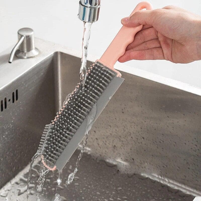Kitchen 3 In 1 Silicone Gap Cleaning Brush Decontamination Brush Glass Scraping Cleaning Brush Dead Spot Floor Cleaning Tools pink