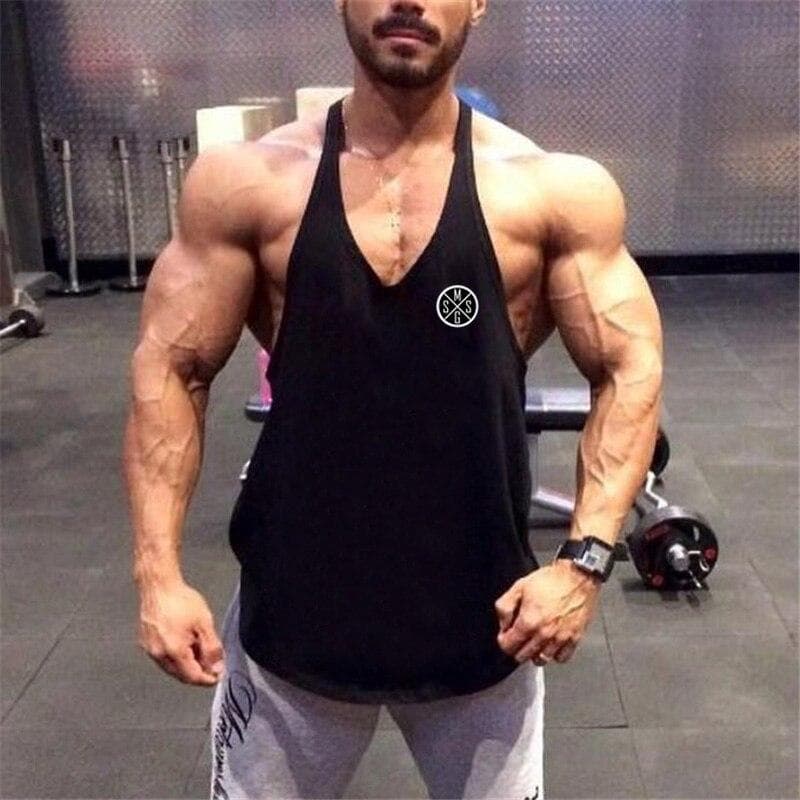 New Arrivals Men's Sports Stringer Singlets Sleeveless Fitness Bodybuilding Tank Tops Gym Workout Clothes for Men XL black