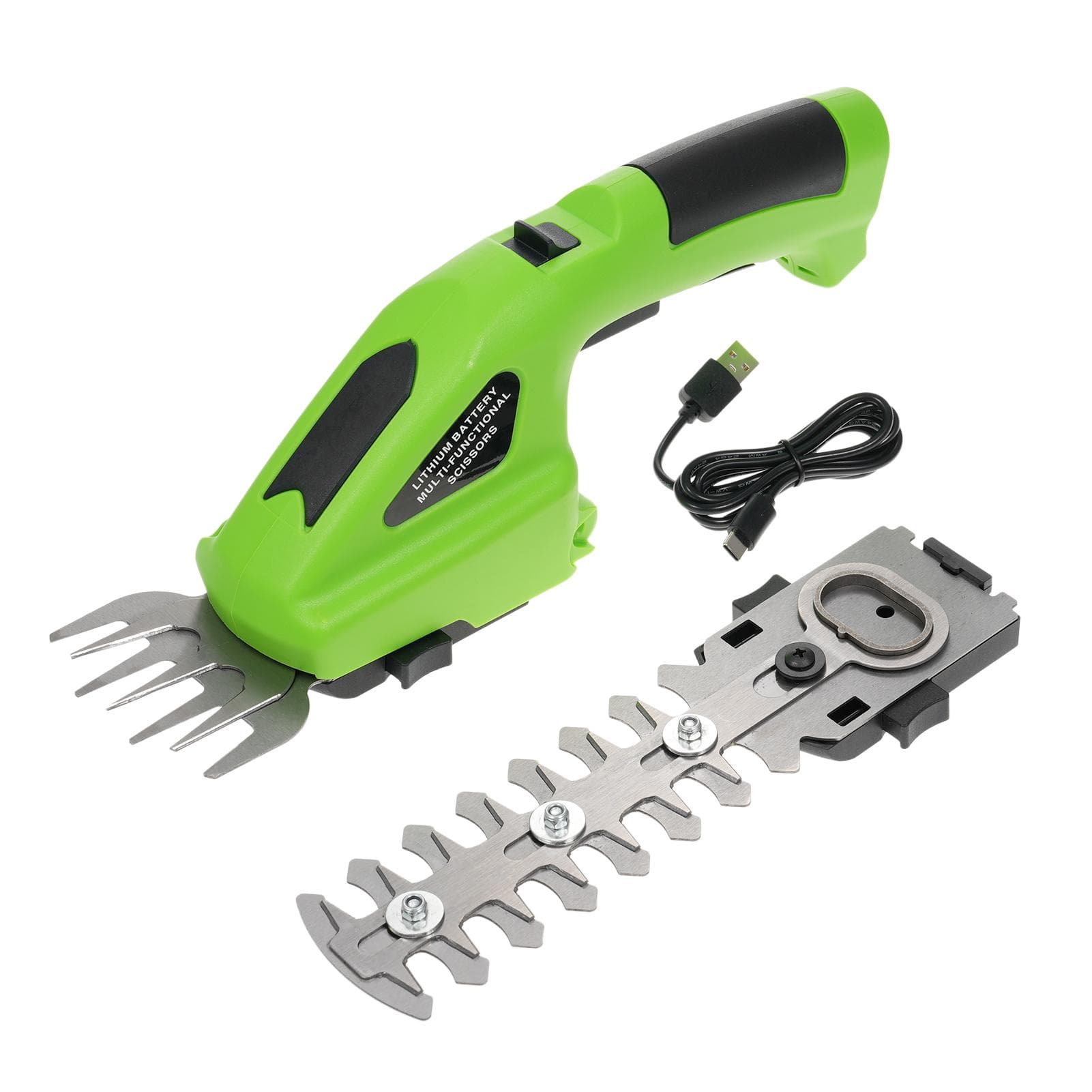 Cordless Hedge Trimmer, 2-in-1 Handheld Hedge Trimmer, 7.2V Electric Grass Trimmer with USB green