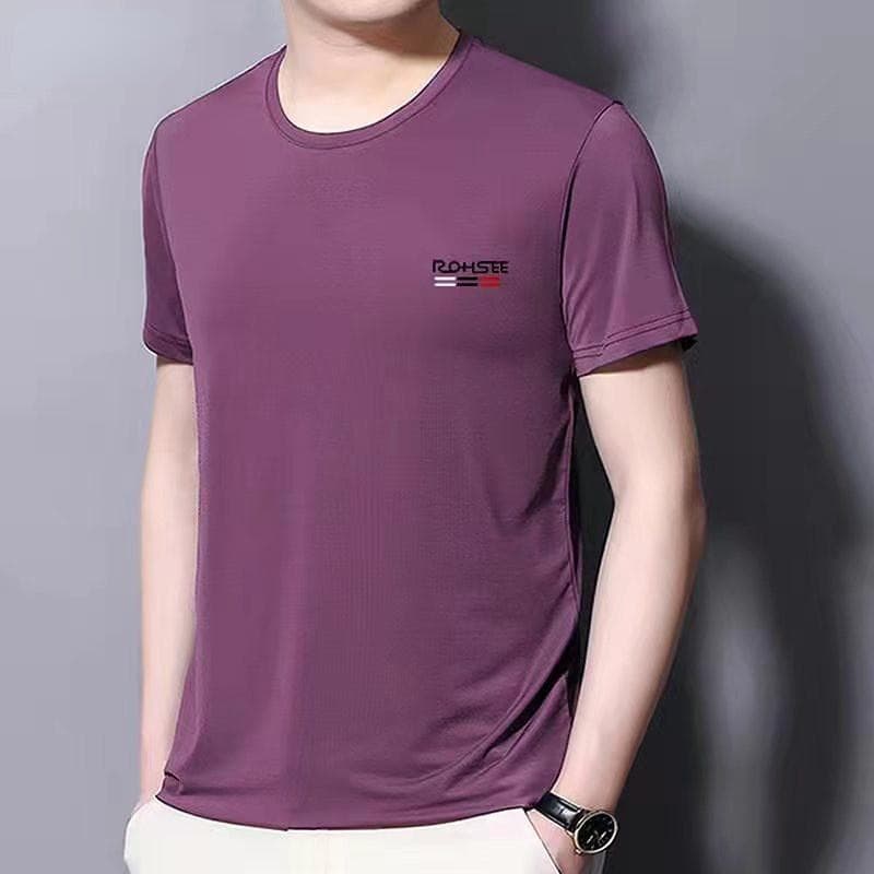 Summer Short-sleeved T-shirt Men's Ice Silk Half-sleeve Tops Sports Quick Dry Shirt Men's Shirt 4XL purple