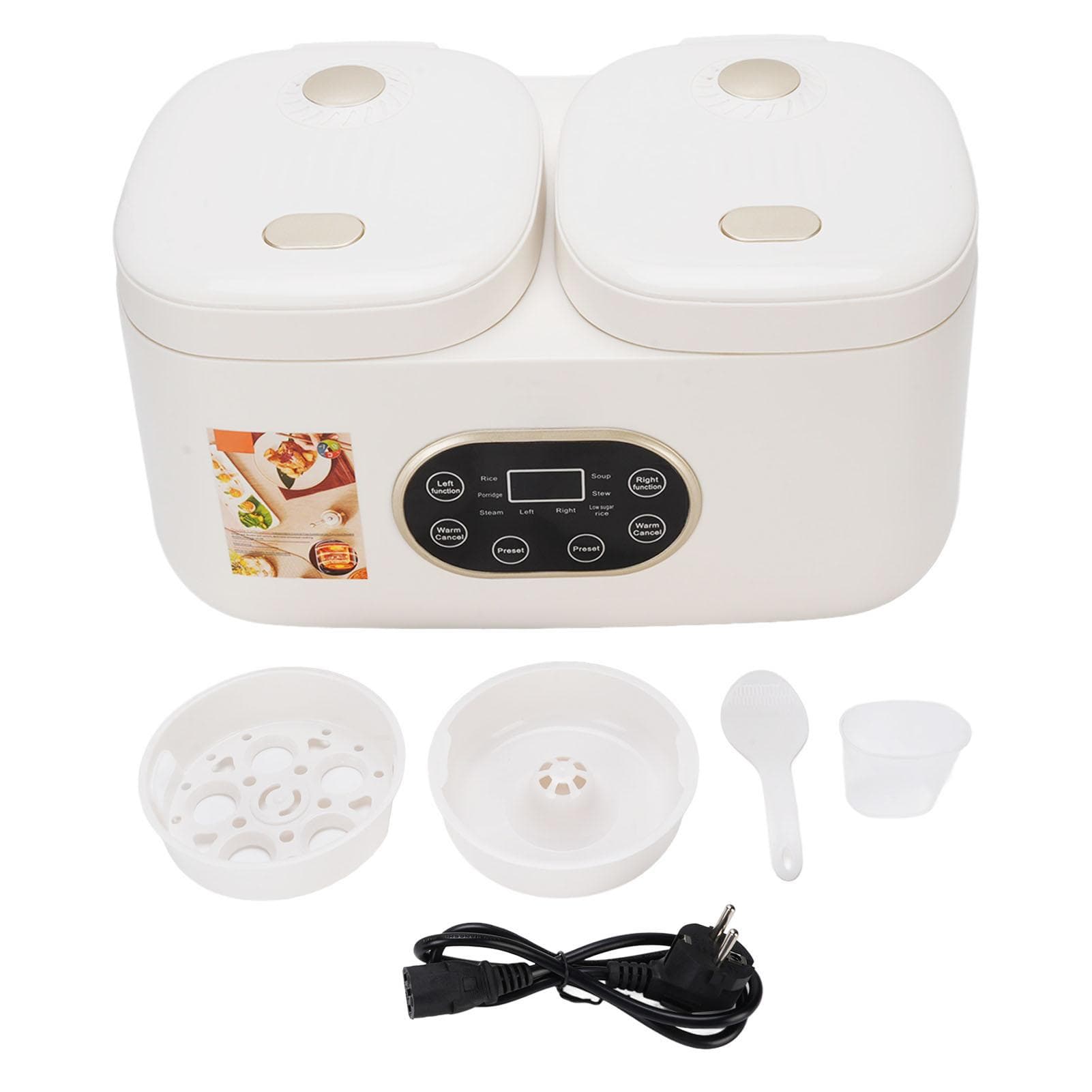 Double Slow Cooker Rice Cooker Pop Up Lid Timer Function Removable Multifunctional Cooking Pot L