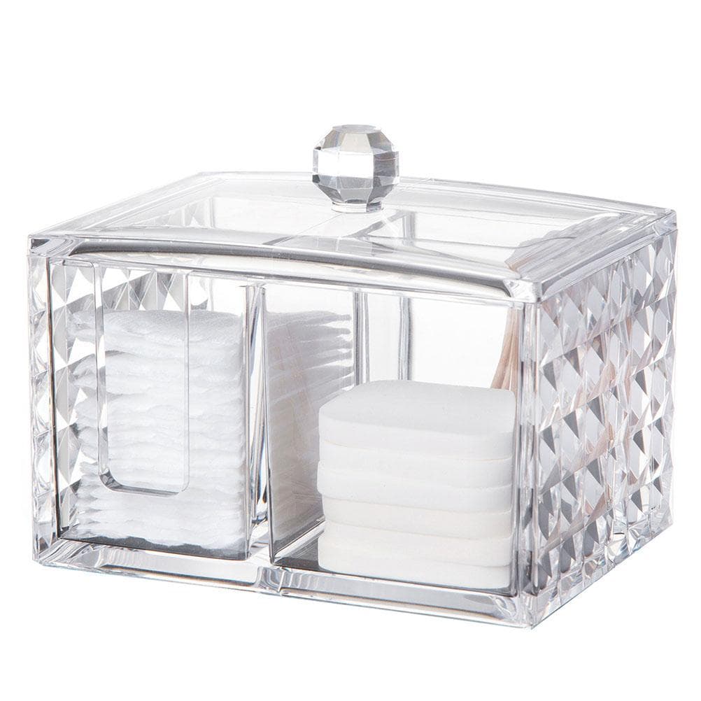 Cotton Pads Holder Makeup Organizer Clear Acrylic Pattern Cleaning Pad Holder and Swab Storage white