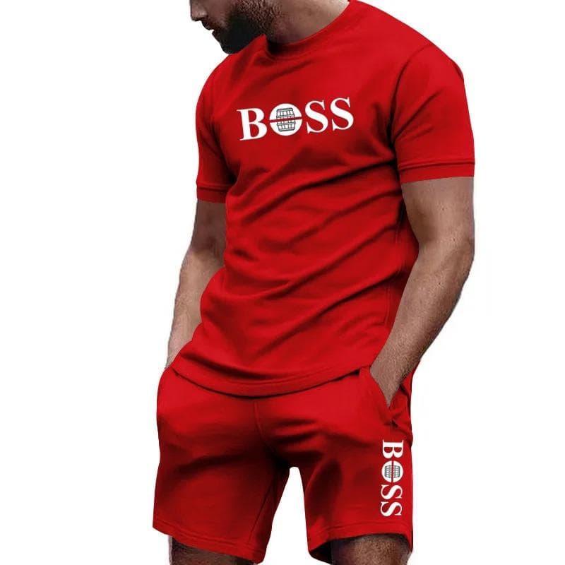 Men's two-piece sportswear, short sleeved T-shirt and pants set, running and fitness sportswear, summer 2025, big discount, 2025 L