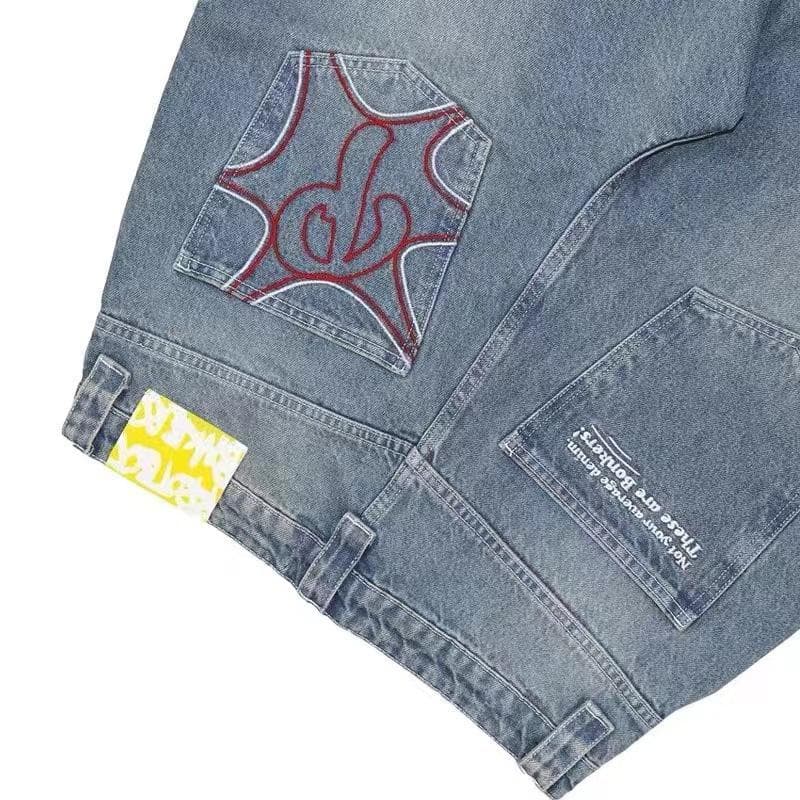 New Hip-hop Jeans for Men and Women Niche Simple Straight-leg Casual Trousers XL blue
