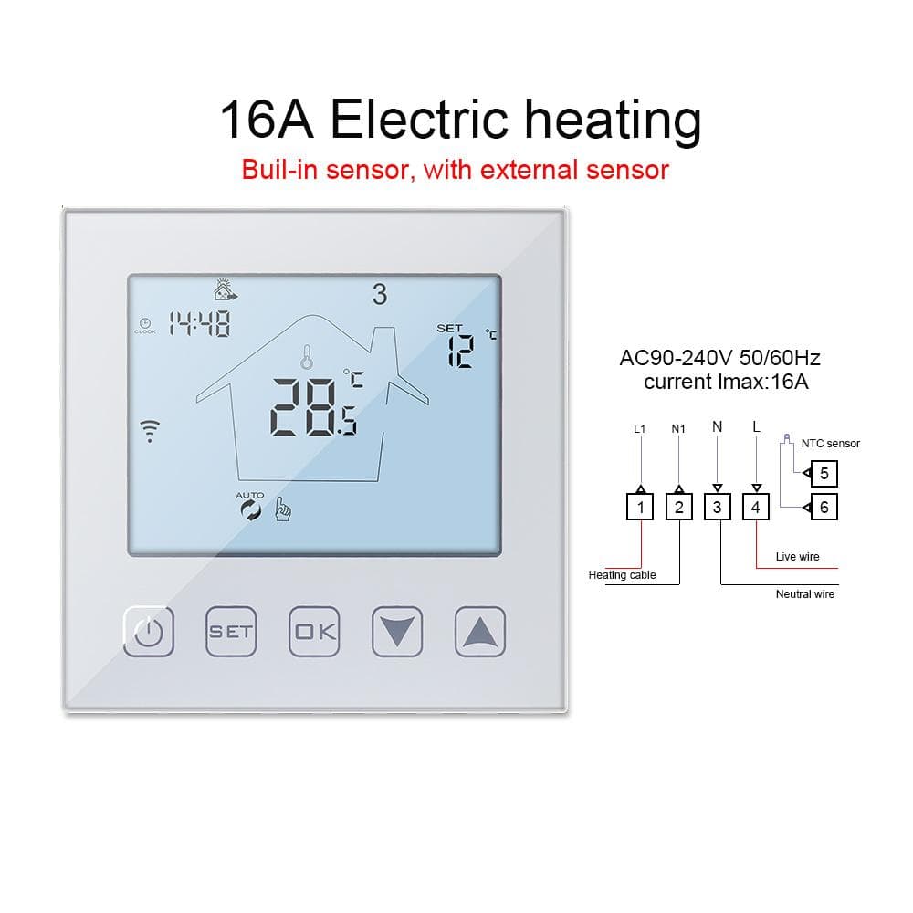 KETOTEK 16A/3A WIFI Smart Room Thermostat Electric Floor Heating Temperature Controller Voice Touch