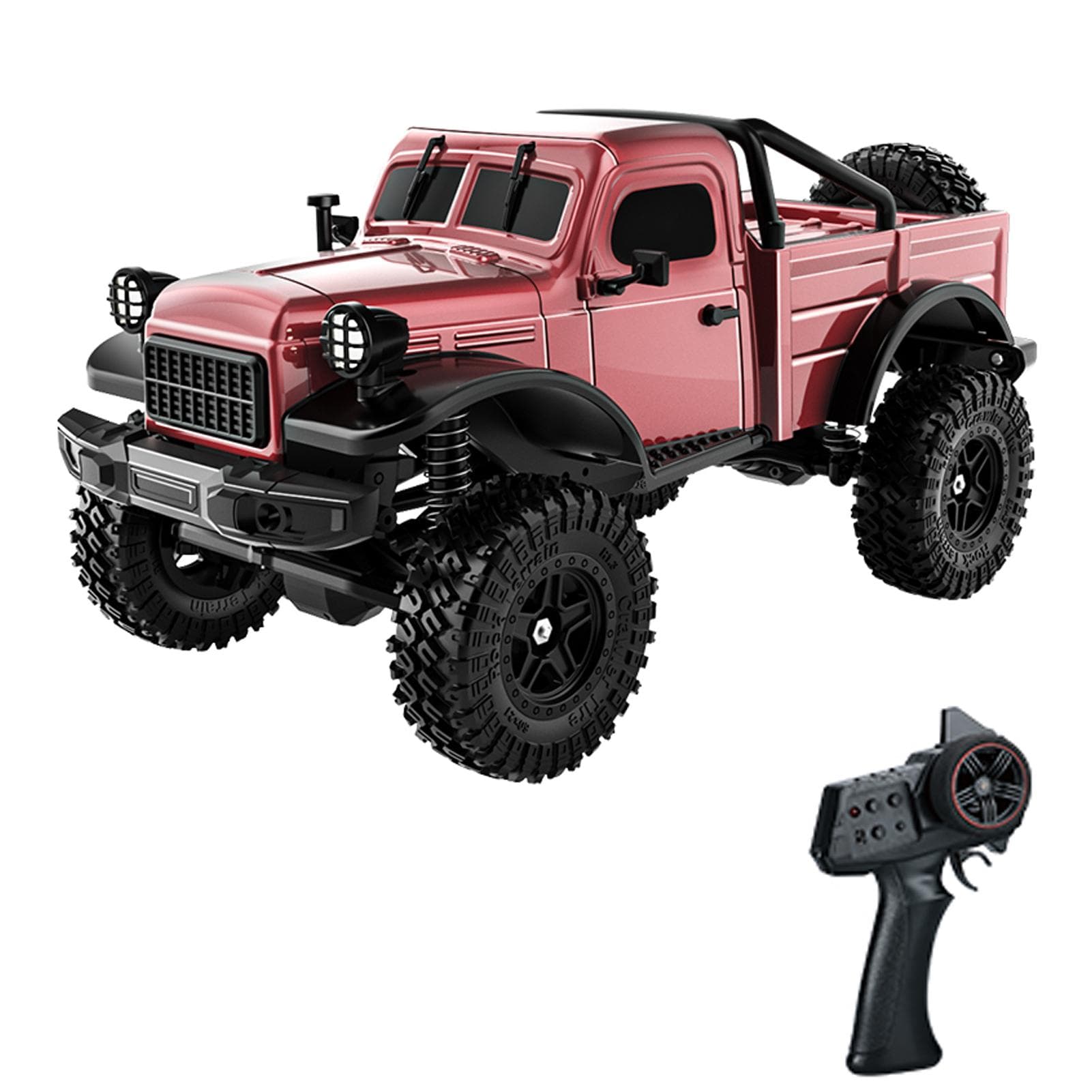 1:18 Scale All Terrain Remote Control Car, 2.4 GHz 4WD Electric Rock Crawler with LED Lights, 3 1 red