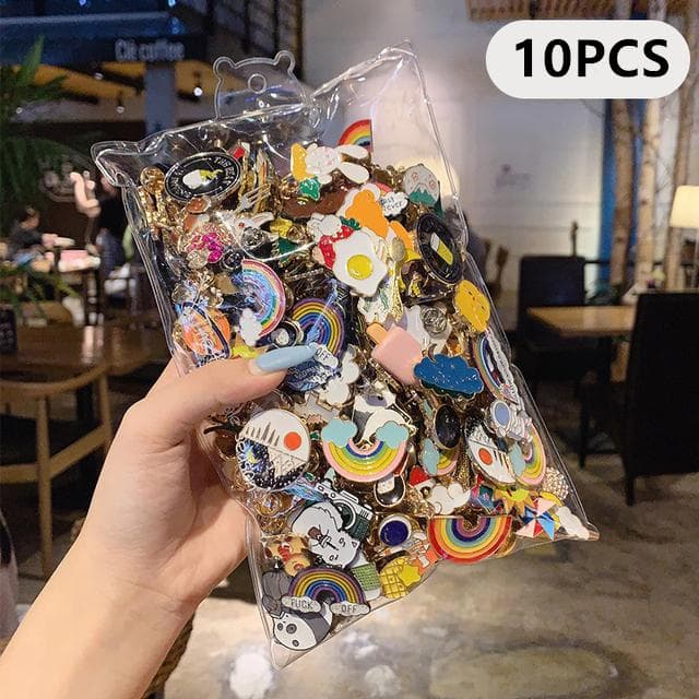 10/20/30/40/50pcs Badges Cute Personalized Badge Fashion Pins Accessories For Cartoon Clothes Bag Metal Pins Set 10PCS