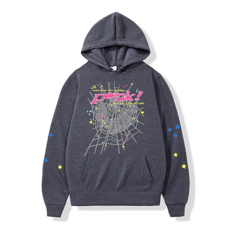 Autumn Winter Spider Web Hip Hop Singer Printed Versatile Hoodie Loose Casual Hoodies & Sweatshirts Men’s XXXL dark gray