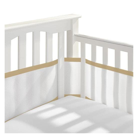 Yousheng Breathable Mesh Crib Liner with Double-Sided Straps Baby Crib Safety Mesh Barrier Easy Installation Limb Protection Crib Bumper B