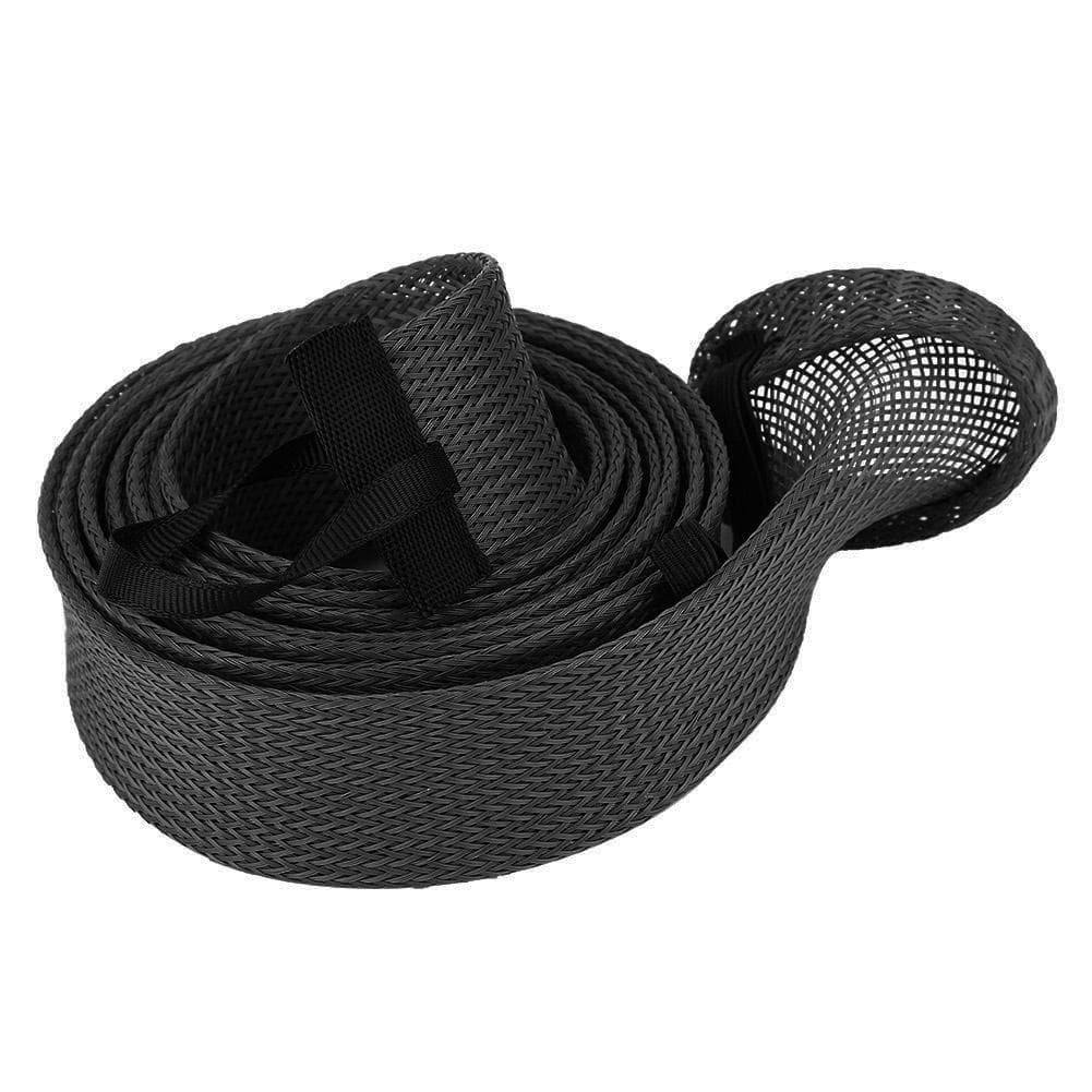 Braided Sleeve Expandable Casting Fishing Rod Pole Cover Protector (Black)